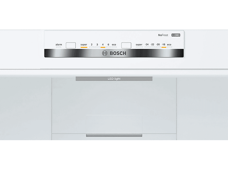 Frigorífico dos puertas - Bosch KGN39VWDC, Serie 4, Total NoFrost, 203 cm, 368 l, Cajón VitaFresh, Sistema MultiAir Flow, Blanco