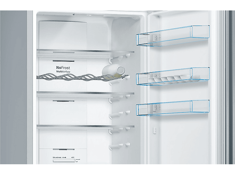 Frigorífico combi - Bosch KGN39VIEB, Total NoFrost, 203 cm, 368 l, Cajón VitaFresh, Perfect Fit, Acero antihuellas