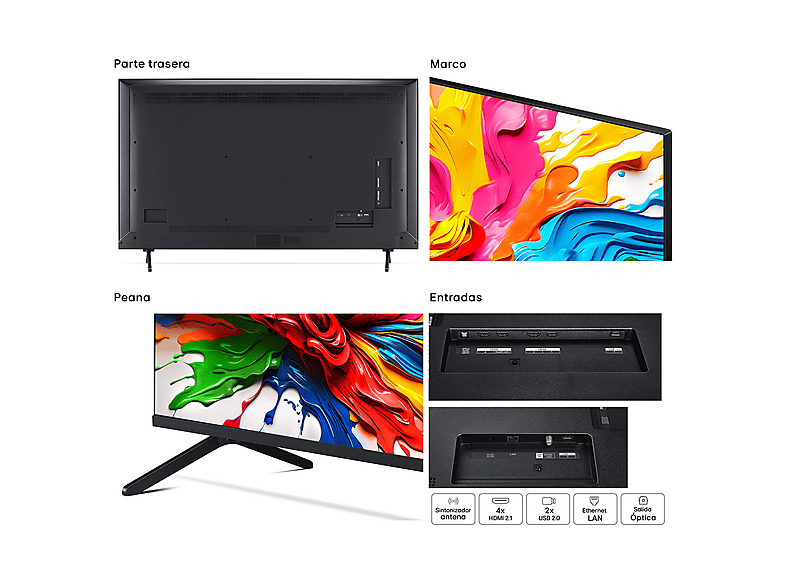 TV QNED MiniLED 55" - LG 55QNED92A6A, UHD 4K, Procesador Inteligente α8 AI Processor 4K Gen2, Smart TV, DVB-T2 (H.265), Negro