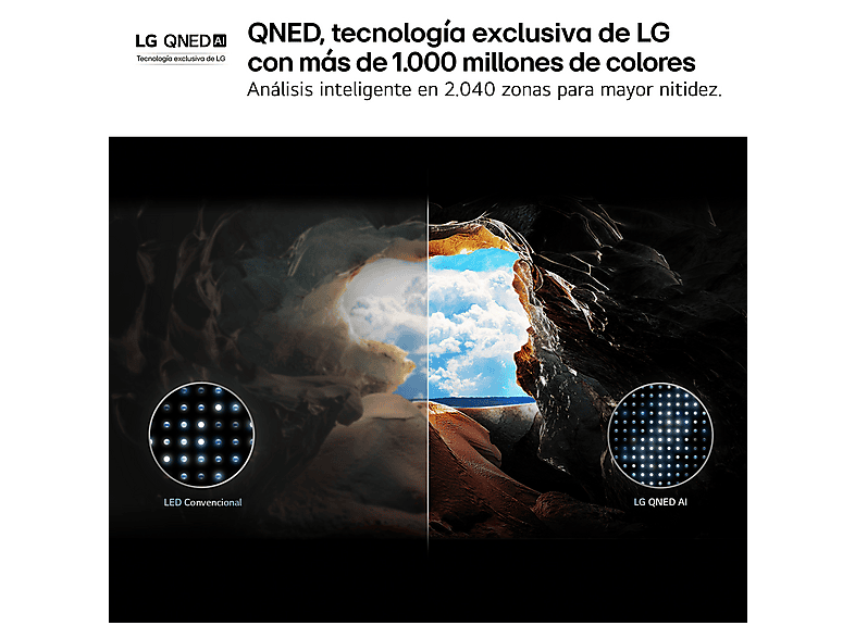 TV QNED 65" - LG 65QNED81A6A, UHD 4K, Procesador Inteligente α7 AI Processor 4K Gen8, Smart TV, DVB-T2 (H.265), Negro