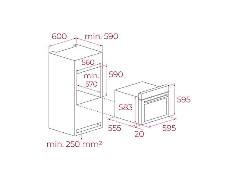 Horno - Teka HCB 6170, Multifunción, 70 l, 59.5 cm, 7 funciones cocinado, Capacidad XXL, Acero inoxidable