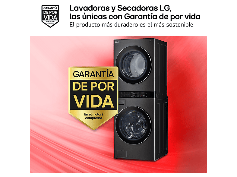 Lavadora secadora - LG WT1716BBF, Torre de lavado 17/16 kg, TurboWash™, Smart Pairing™, Inox grafito