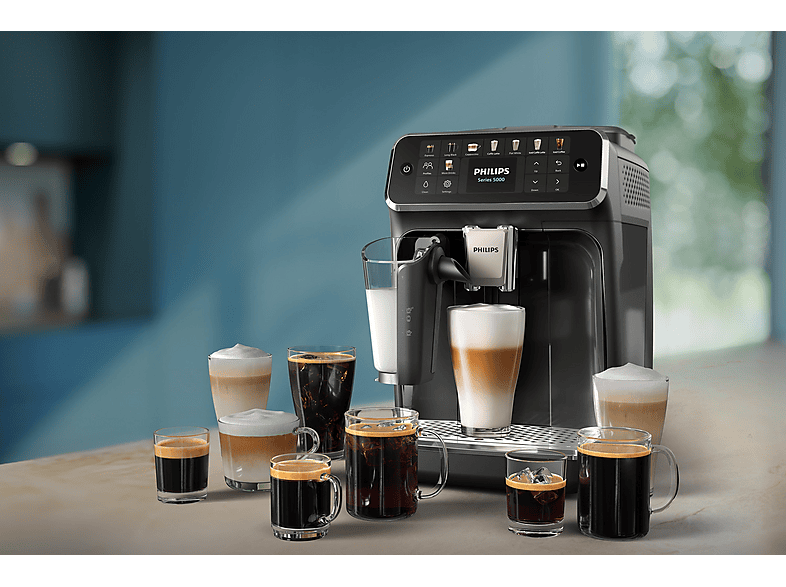 Cafetera superautomática - Philips 5500 Series EP5541 |  15 bar, 1500 W, Deposito 1.8 l, Deposito leche 0.26 l, 2 tazas, Negro