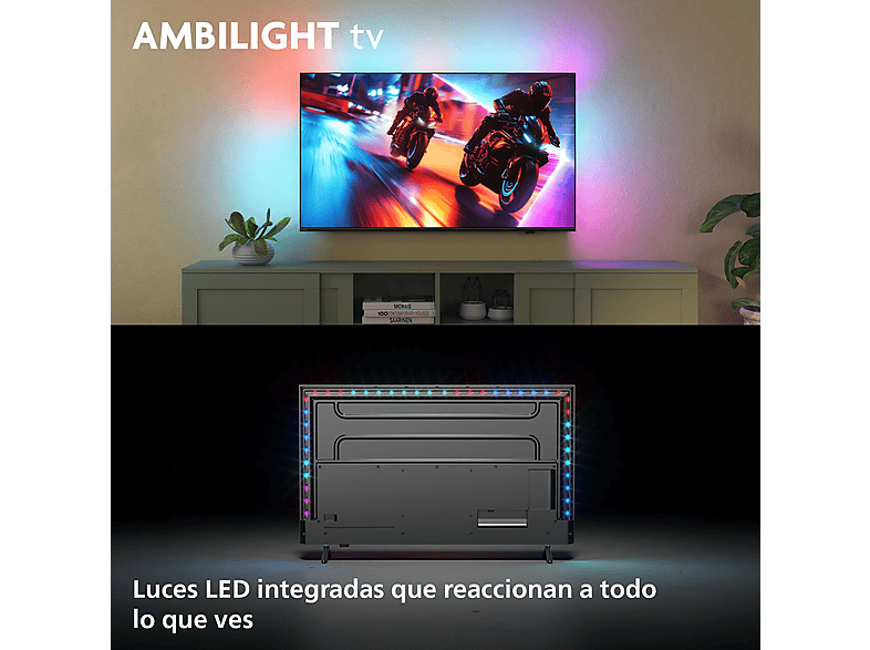 TV Mini LED 75" - Philips Ambilight TV 75MLED920 4K QD MiniLED 189cm 75" Smart TV Dolby Vision y Dolby Atmos Titan OS, Negro