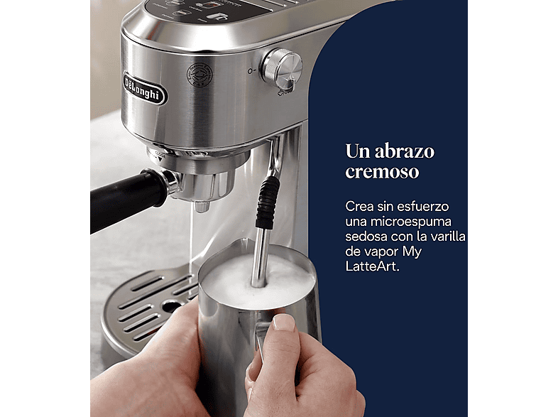 Cafetera express - De Longhi, De'Longhi EC890.M Dedica Duo Cold Brew, 15 bar, 1450W, 1.1 l, Capacidad para 2 tazas, Metal