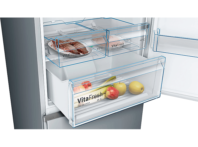 Frigorífico combi - Bosch KGN493IDA, Serie 4, Total No Frost, 203 cm, 438 l, VitaFresh, Acero antihuellas