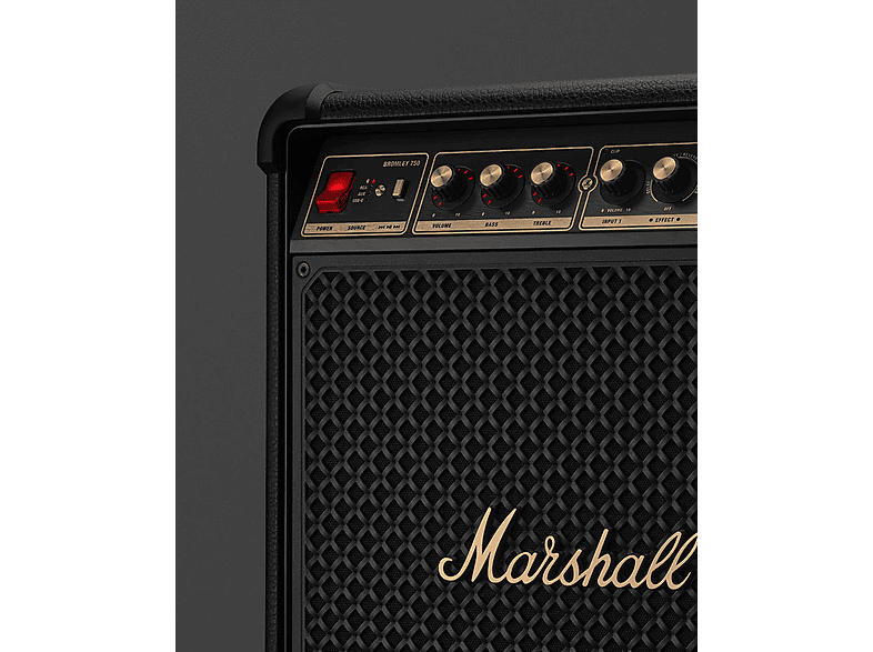 Altavoz de gran potencia - Marshall Bromley 750, 442 W, Con batería, Autonomía 40 h, 127dB(A), Sonido 360° y Efectos de Luz Integrados, Negro