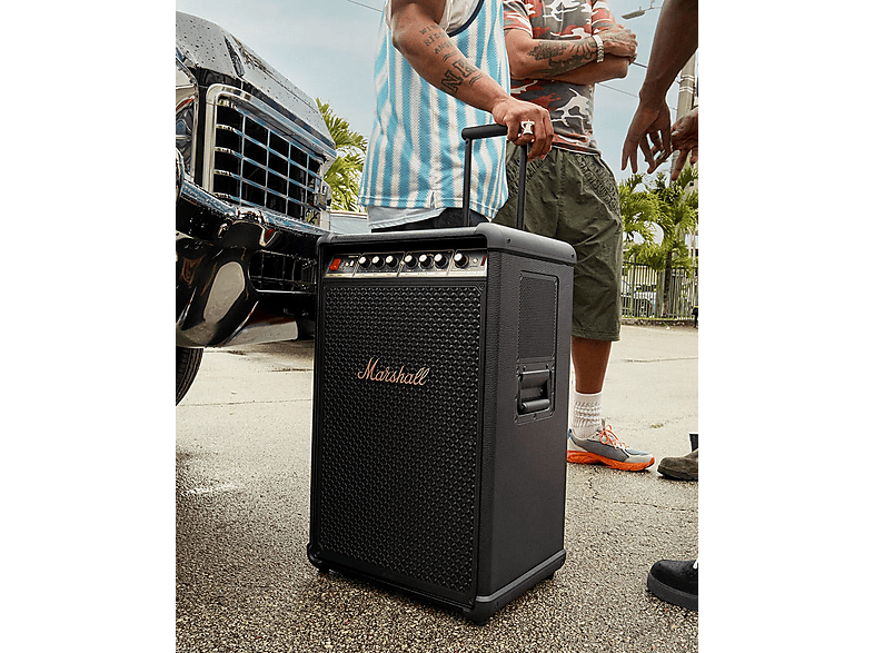 Altavoz de gran potencia - Marshall Bromley 750, 442 W, Con batería, Autonomía 40 h, 127dB(A), Sonido 360° y Efectos de Luz Integrados, Negro