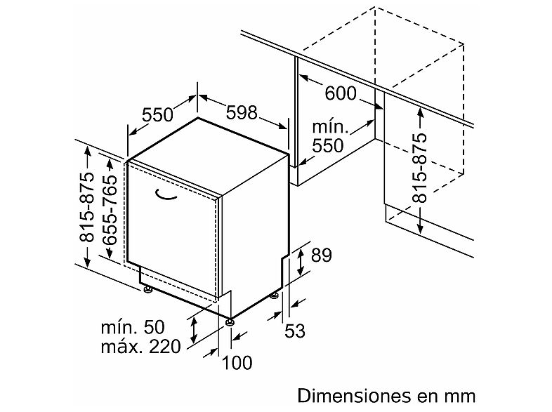 Lavavajillas integrable - Bosch SMT6ECX12E, 14 servicios, 8 programas, 59.8 cm, Extra secado, Silence plus, Sin panelar