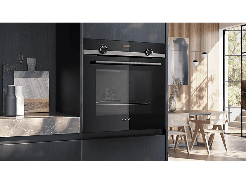 Horno - Siemens HB514AER4, Multifunción, Hidrolítica, 71 l, 60 cm, Cristal negro