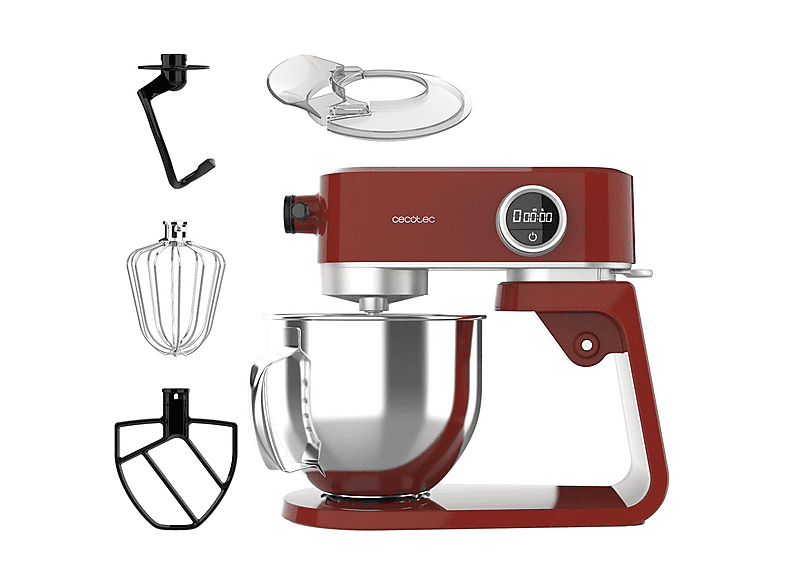 Robot amasador - Cecotec Twist&Fusion 4000 Luxury Red, 800 W, 8 Velocidades, Rojo
