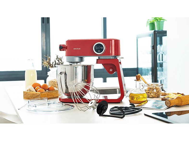Robot amasador - Cecotec Twist&Fusion 4000 Luxury Red, 800 W, 8 Velocidades, Rojo