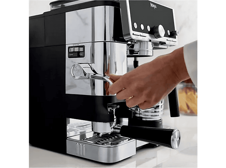 Cafetera express - Ninja Luxe Café Pro, 9 bar, 1650 W, Sistema de doble espuma, 29 configuraciones de bebidas, Plata
