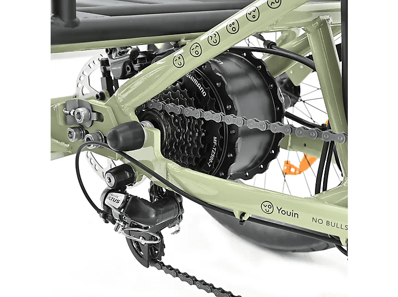 Bicicleta urbana - Youin Dover, 250W, 25 km/h, Autonomía 100 km, Plegable, 3 Ruedas, Portabultos de Gran Capacidad, Verde