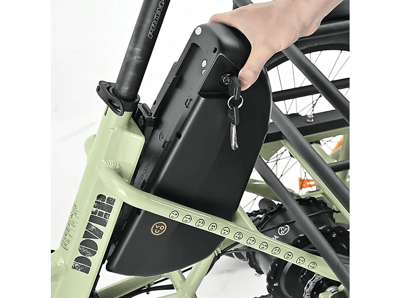 Bicicleta urbana - Youin Dover, 250W, 25 km/h, Autonomía 100 km, Plegable, 3 Ruedas, Portabultos de Gran Capacidad, Verde