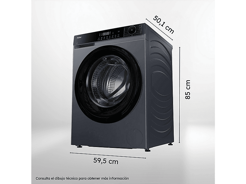 Lavadora carga frontal - Haier HW90-BP14357GTUS, 9kg, 1400 rpm, 15 Programas, Opción Vapor, Inverter, Inox