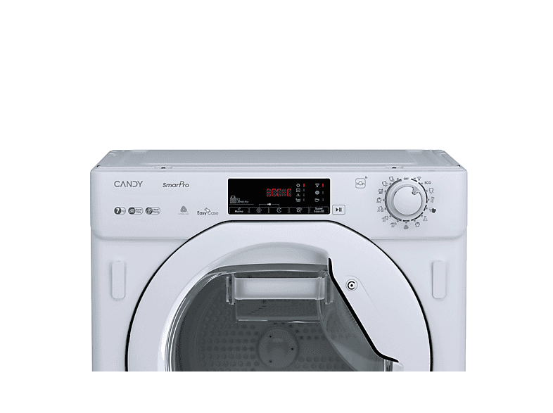 Secadora bomba de calor integrable - Candy BCTD H7A2TE-S, 7 kg, 15 programas, Smart check-up, Wi-Fi, Sin panelar