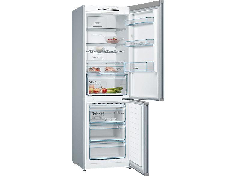 Frigorífico combi - Bosch KGN36VLDB, Total no frost, 186 cm, 326 l, VitaFresh, Acero mate antihuellas