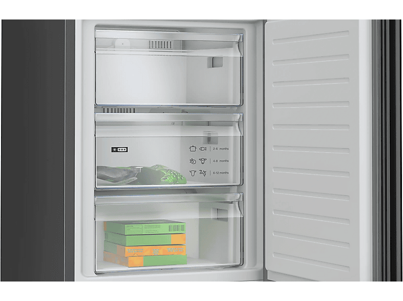 Frigorífico combi - Balay 3KFD855NI, Total No Frost, 203 cm, 363 l, Cristal Negro