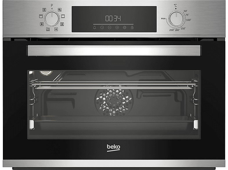 Horno compacto - Beko BBCM12300X, Integrable, 48 l, 59,4 cm, Acero Inox
