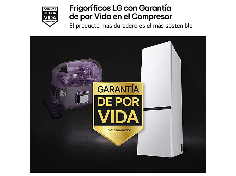 Frigorífico combi - LG GBBSJ20ESW, No Frost, 203 cm, 375 l, Blanco