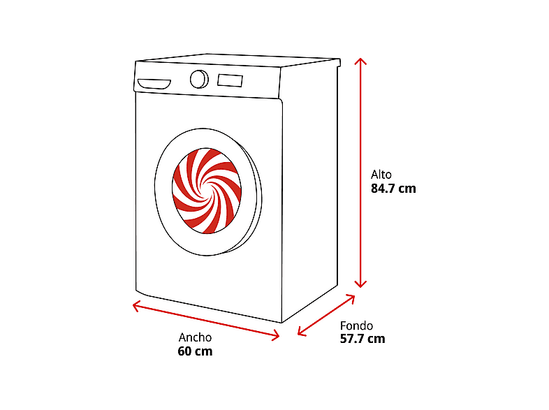 Lavadora carga frontal - Infiniton WM-S14DAN, 10 kg, 1400 rpm, 15 programas, Vapor Care, One Touch, Dark Inox