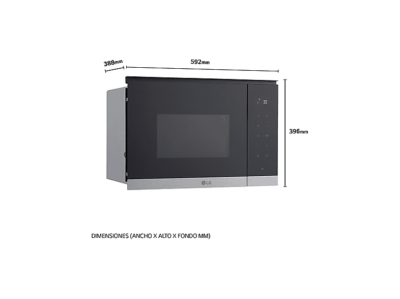 Microondas integrable - LG MG7Z2593B, 900 W, 8 potencia, 25 l, Black