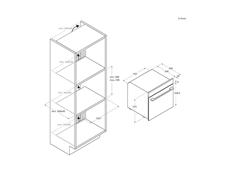 Horno - Candy CA6 N5B3EYTX, Multifunción, Aqualisis + Pyrolysis, 78 l, 59.5 cm, Inox