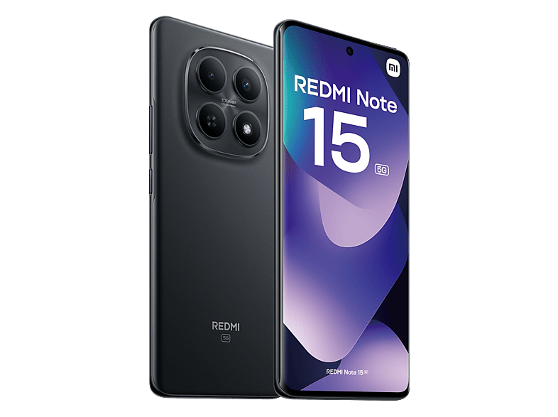 Móvil - Xiaomi Redmi Note 15 5G, Negro, 256 GB, 8 GB RAM, 6.77" AMOLED FHD+, Snapdragon 6 Gen 3, 5520 mAh