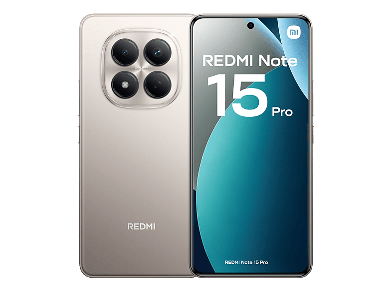 Móvil - Xiaomi Redmi Note 15 Pro, Titanio, 256 GB, 8 GB RAM, 6.77" AMOLED FHD+, MediaTek Helio G200–Ultra, 6500 mAh