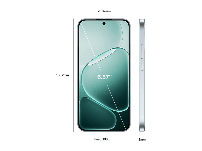 Móvil - Oppo A6 Pro 5G, Stellar Black, 256GB, 8GB RAM, 6.57" AMOLED, Mediatek Dimensity 6300 (6nm), 6.500mAh, IP69, Pantalla AMOLED 120 Hz
