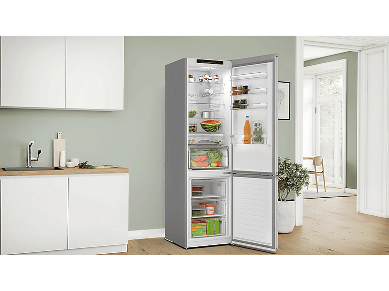 Frigorífico combi - Bosch KGN392LAG, Total No Frost, 203 cm, 363 l, VitaFresh XXL, Cajón 0º, Acero mate antihuellas
