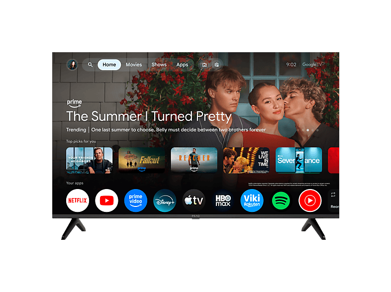 TV QLED 43" - Peaq PTV 43GQU-5026T, UHD 4K, Google TV, Smart TV, DVB-T2 (H.265), Negro