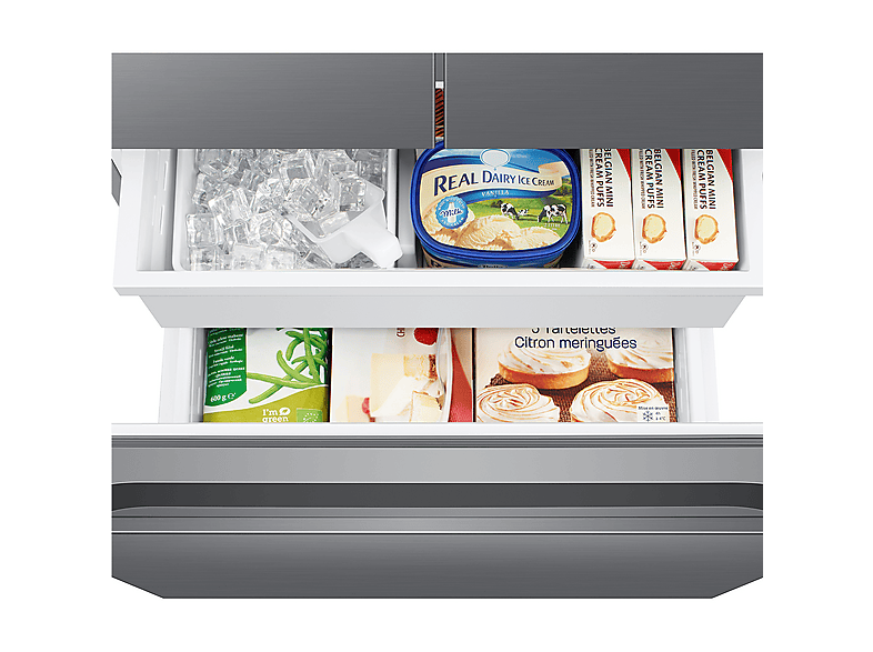 Frigorífico americano - Samsung RF50C530ES9/EF, Twin Cooling Plus, No Frost, 177.6 cm, 495 l, Dispensador agua y hielo, Inox