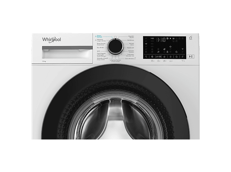 Lavadora carga frontal - Whirlpool WAM 07WB SPT, 10 kg, 1400 rpm, 15 Programas, Tecnología 6th Sense, Adaptative Wash, Blanco