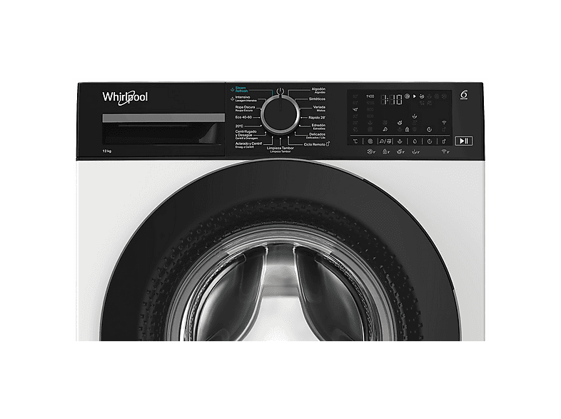 Lavadora carga frontal - Whirlpool WAM 27WB SPT, 12 kg, 1400 rpm, 15 Programas, Inverter, Tecnología 6th Sense, Rapid 28', Blanco