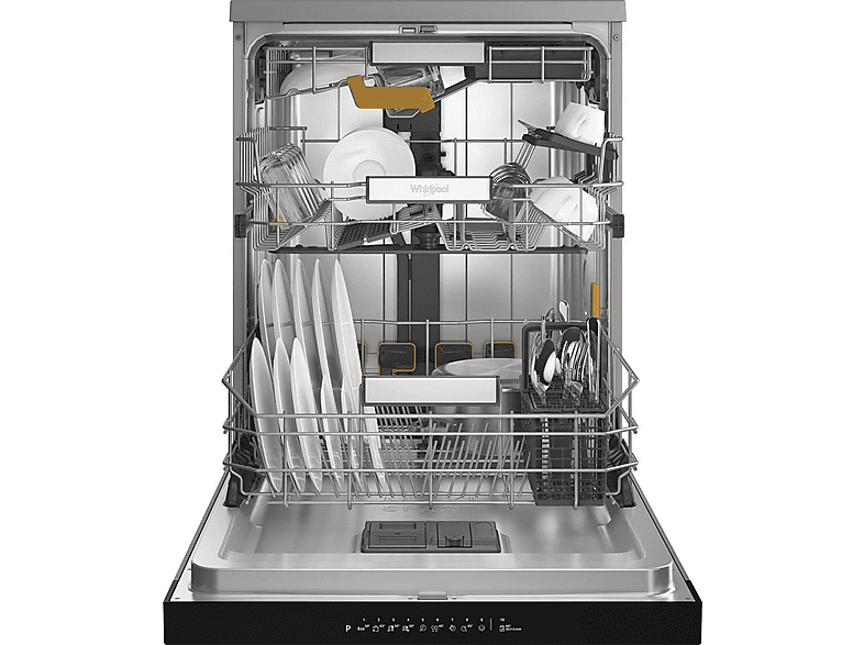 Lavavajillas - Whirlpool W8F HP51X, 15 servicios, 10 programas, 60 cm, MaxiSpace Tub, PowerClean Pro, Tecnología 6th Sense, Inox