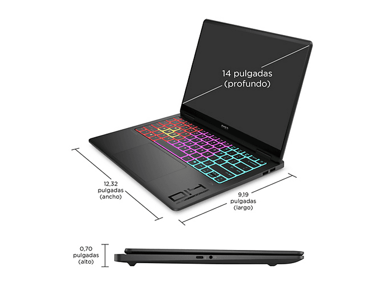 Portátil gaming - HP OMEN Transcend 14-fb1004ns, 14" 3K OLED, Intel® Core™ Ultra 7 255H, 32GB RAM, 1TB SSD, GeForce RTX™ 5060, Sin sistema operativo