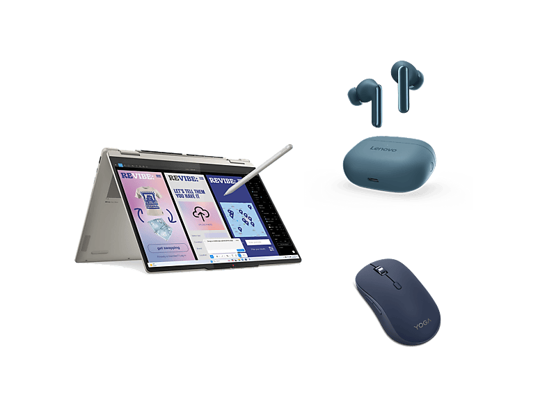 Convertible 2 en 1 - Lenovo Yoga 7 14ILL10 Copilot+ PC, 14" OLED, Intel Core Ultra 5 226v, 16GB RAM, 512GB, Arc™ Grap, W11H, Lápiz Auriculares y Ratón