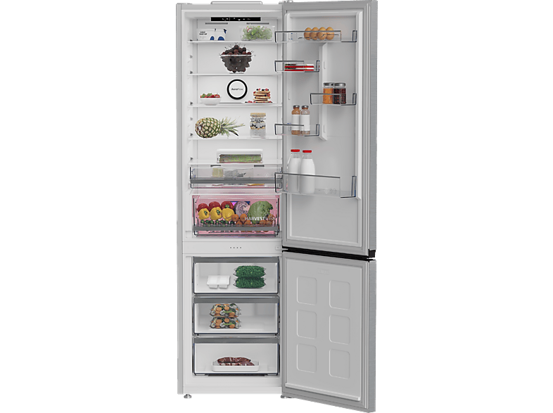 Frigorífico combi - Beko B5RCNE416HXB, Neo Frost Dual Cooling, 203.5 cm, 415 l, AeroFlow, Tecnología Harvest Fresh, Inox