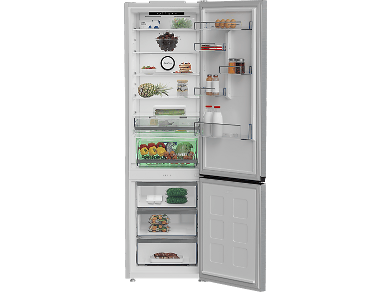 Frigorífico combi - Beko B5RCNE416HXB, Neo Frost Dual Cooling, 203.5 cm, 415 l, AeroFlow, Tecnología Harvest Fresh, Inox