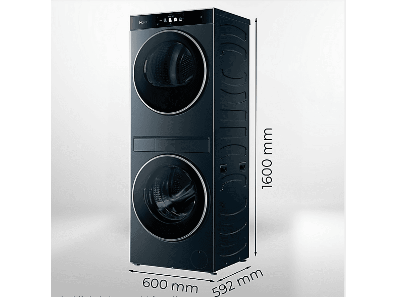 Lavadora secadora - Haier CLC108GNU1, Torre de lavado 10 kg+8 kg, 1400 rpm, Autodosificación, Direct Motion, Antracita