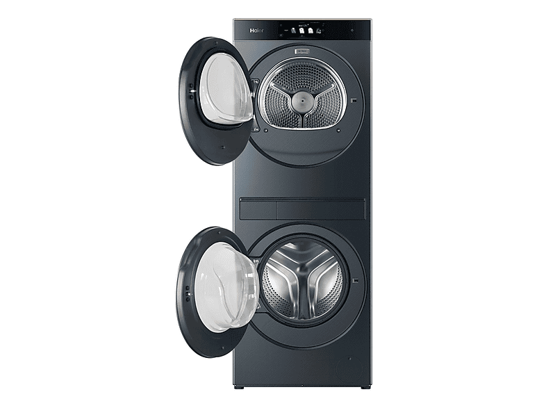 Lavadora secadora - Haier CLC108GNU1, Torre de lavado 10 kg+8 kg, 1400 rpm, Autodosificación, Direct Motion, Antracita