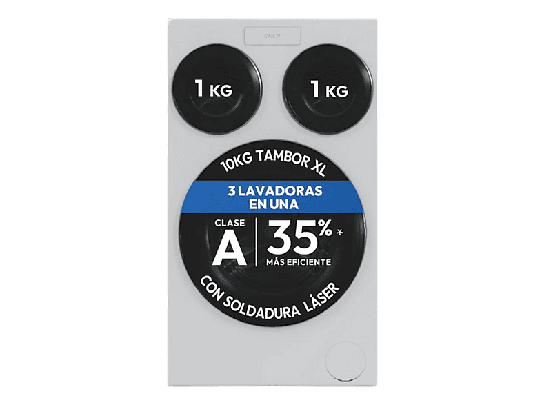 Lavadora carga frontal - Candy Multiwash MQD 410CBL9-37, 10+1+1 kg, 1400 rpm, 20 programas, Triple Tambor, Motor Direct Motion, Wi-Fi, Blanco