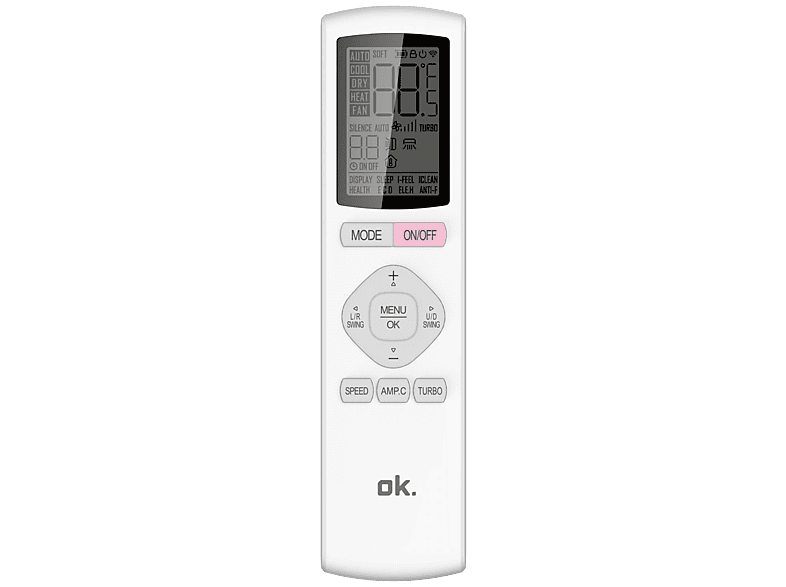 Aire acondicionado Split 1 x 1 - OK . OAC 18226 ES SET, 4500 fg/h, DC Inverter, Auto Limpieza, Temporizador, Blanco