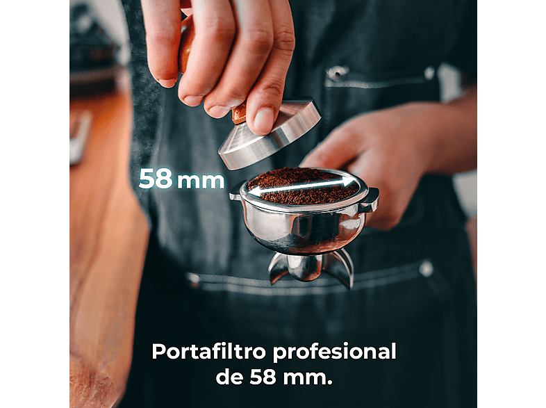 Cafetera express - Cecotec Baristeo Classic, 2700 W, 15 bares, PID, Preinfusión, Portafiltro 58 mm, Doble calentamiento, Plata