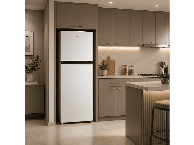 Frigorífico dos puertas - Midea MDRT489MTE01E, No Frost, 172.4 cm, 338 l, Inverter, Smart Cooling, Blanco