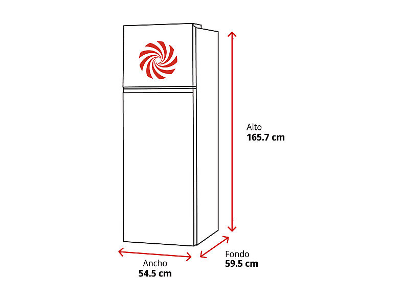 Frigorífico dos puertas - Midea MDRT385MTE01, Total No Frost, 165.7 cm, 266 l, Smart Cooling, Inverter Quattro, Blanco