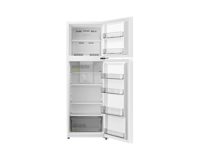 Frigorífico dos puertas - Midea MDRT385MTE01, Total No Frost, 165.7 cm, 266 l, Smart Cooling, Inverter Quattro, Blanco