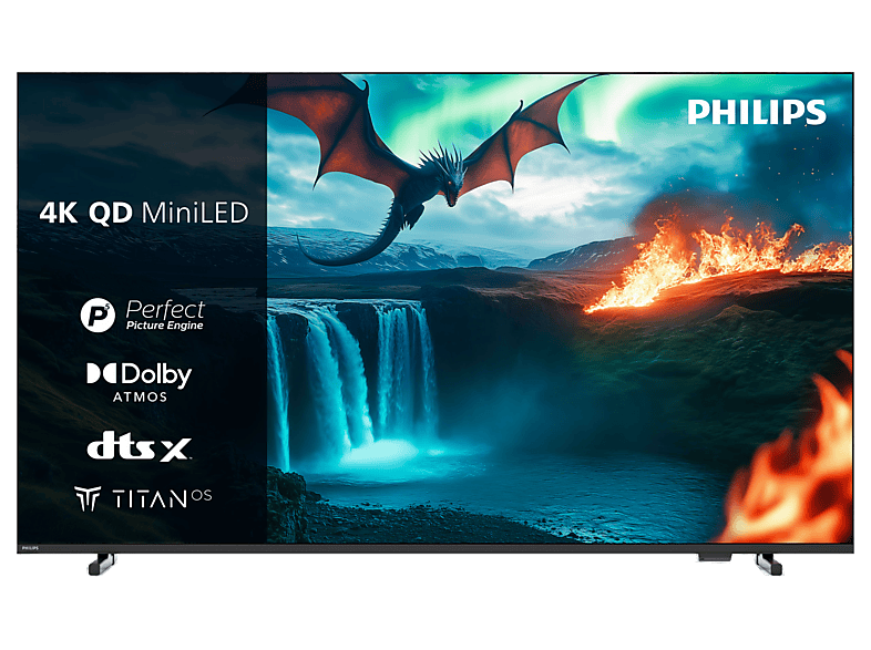 TV QD-Mini LED 65" - Philips 65MLED820/12, UHD 4K, P5 Perfect Picture Engine, Smart TV, Dolby Atmos Titan OS, DVB-T2, Negro